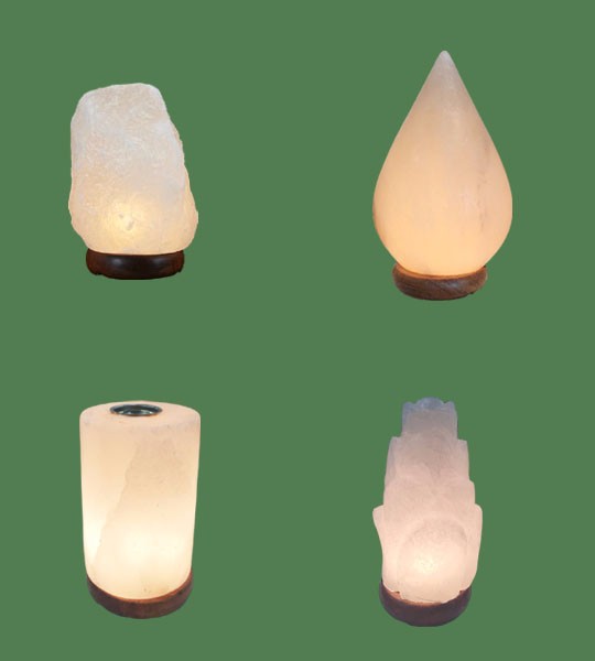 Himalayan Salt Lamps 1 White Micro + 1 White Tear Drop + 1 White Cylinder Diffuser + 1 White Flower